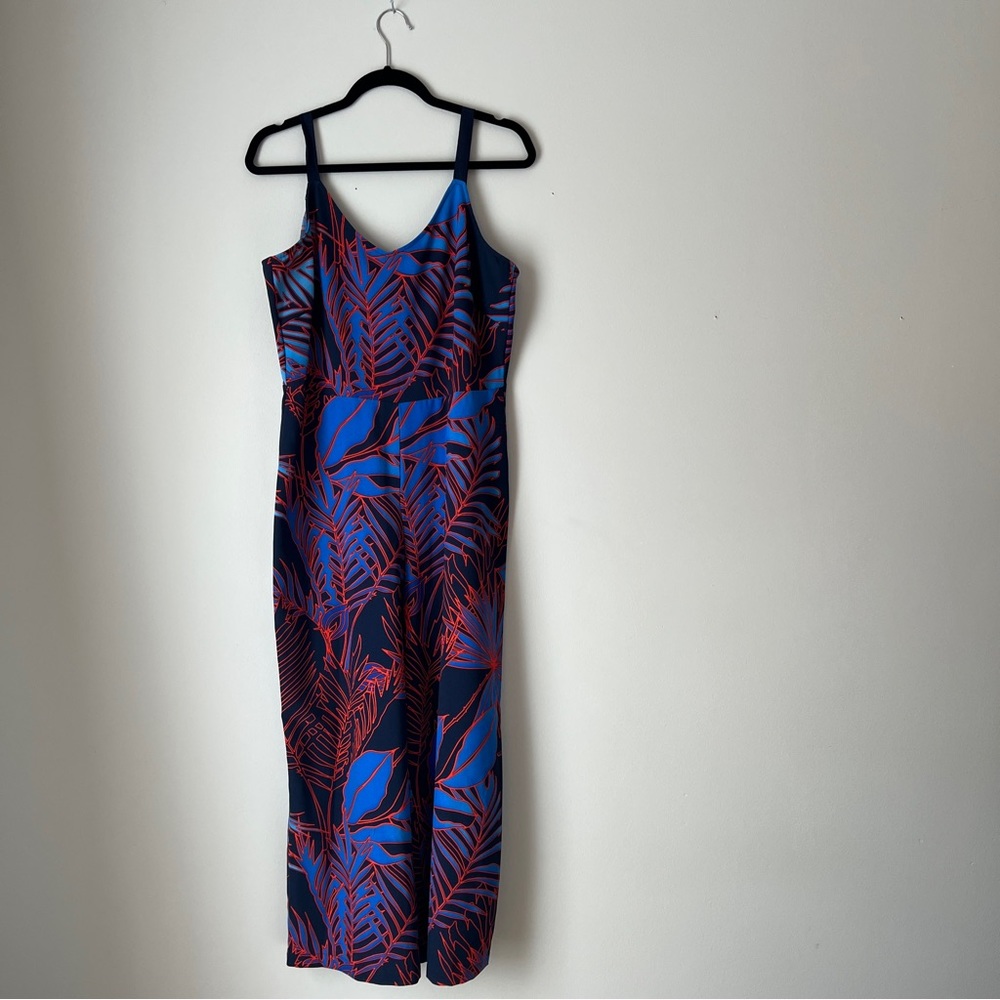 Beige by eci tropical pattern jumpsuit